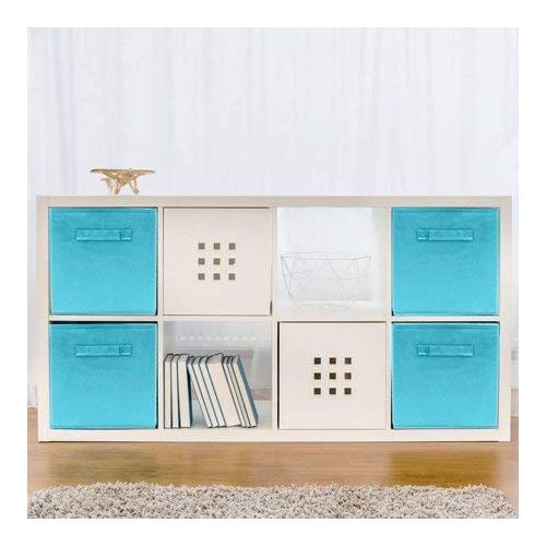  Better Homes and Gardens.. Bookshelf Square Storage Cabinet 4-Cube Organizer (Weathered) (White, 4-Cube) (Aqua, Set of 6 Storage Bins)