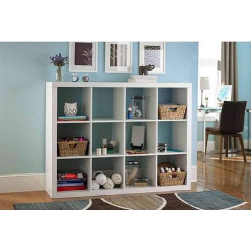  Better Homes and Gardens.. Bookshelf Square Storage Cabinet 4-Cube Organizer (Weathered) (White, 4-Cube) (Aqua, Set of 6 Storage Bins)