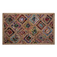Better Trends Diamond Dyed Chindi Fabric Braided Area Rug, 3 by 5-Feet, Natural Hemp