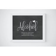 BetterHalfPrintables Chalkboard Wedding Alcohol Sign, Chalkboard Alcohol Sign Printable, Chalkboard Wedding Sign, Alcohol Because No great Story, DOWNLOAD PDF