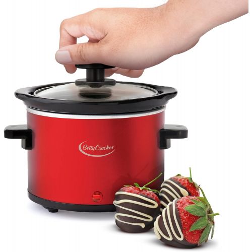  Betty Crocker Mini, Fondue Melting Pot Warmer and Chocolatier, 0.7 Quart, Red