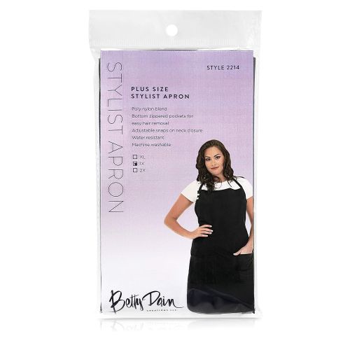  [아마존베스트]Betty Dain A Size Above Plus Size Salon Stylist Apron, Cut for Curves, Neck Strap with Adjustable Snap Closure, Lower Pockets with Zippered Bottoms, Lightweight, Water Resistant Nylon/Poly, B