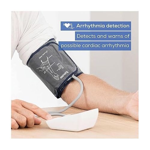  Beurer BM27 Upper Arm Blood Pressure Monitor for Home Use with Automatic Adjustable Cuff, 120 Memory Sets, Irregular Heart Rate Detection, Risk Indicator, and Storage Bag