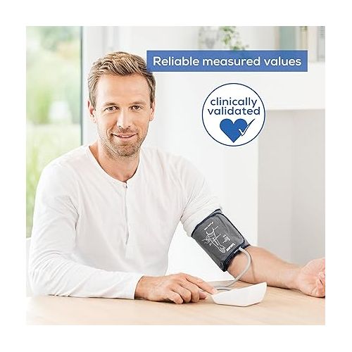  Beurer BM27 Upper Arm Blood Pressure Monitor for Home Use with Automatic Adjustable Cuff, 120 Memory Sets, Irregular Heart Rate Detection, Risk Indicator, and Storage Bag