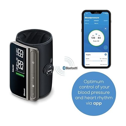  Beurer BM81 easyLock Automatic Upper Arm Blood Pressure Monitor, Fully Electronic Smart Cuff Without Cables, Gentle Striction Plus Fast Measurement, Bluetooth, 240 Memory Sets