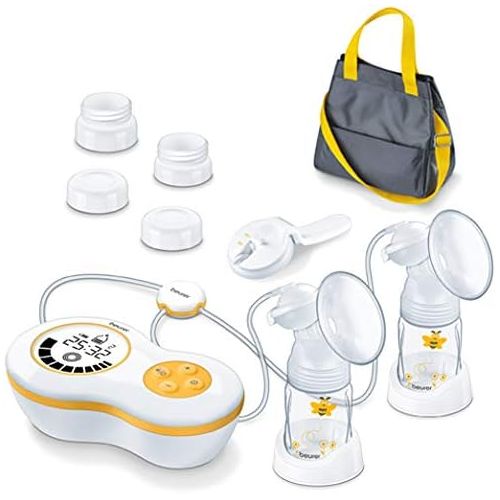  [아마존베스트]Beurer Electric Dual Breast Pump, 10 Pumping and 10 Stimulation Levels, Vacuum Technology, Portable Suction and Tote Travel Bag for Moms, Compatible with Avent & NUK Bottles, Memor