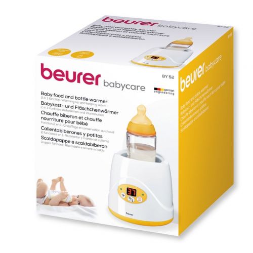  Beurer BY 52 Babykost- und Flaschchenwarmer, zum Erwarmen und Warmhalten von Babynahrung, 8 Minuten Aufwarmzeit, digitale Temperaturanzeige, passend fuer alle handelsueblichen Babyfl