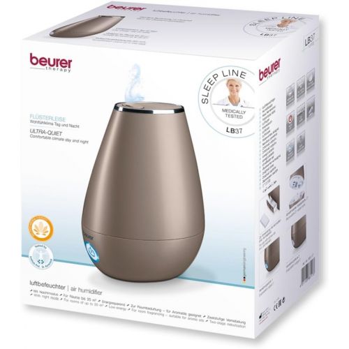  Beurer LB 37 Luftbefeuchter mit mikrofeiner Ultraschall-Zerstaubung, leisem Nachtmodus, Aromafunktion, toffee