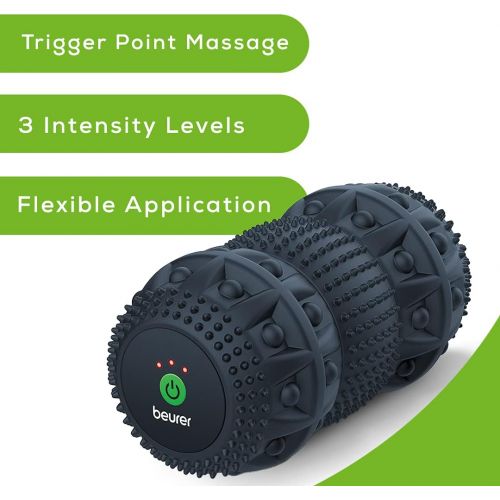  Beurer 3-Speed Vibrating Massage Roller - High-Intensity Deep Tissue Massager for Targeted Muscle Relief, Mobility & Training - Trigger Point Massage Ball, MG35
