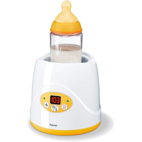  Beurer Baby Bottle Warmer & Food Warmer, BY52 Portable 2-in-1 Heater with Keep Warm Function for Breast-Milk, Formula & Food AVENT & NUK Bottles with Lifter, LED Display, Safety Sw