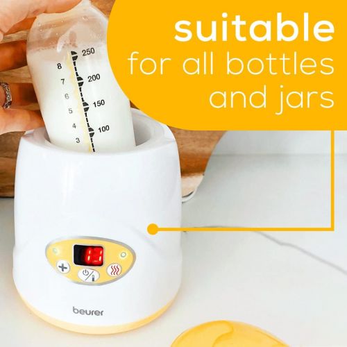  Beurer Baby Bottle Warmer & Food Warmer, BY52 Portable 2-in-1 Heater with Keep Warm Function for Breast-Milk, Formula & Food AVENT & NUK Bottles with Lifter, LED Display, Safety Sw