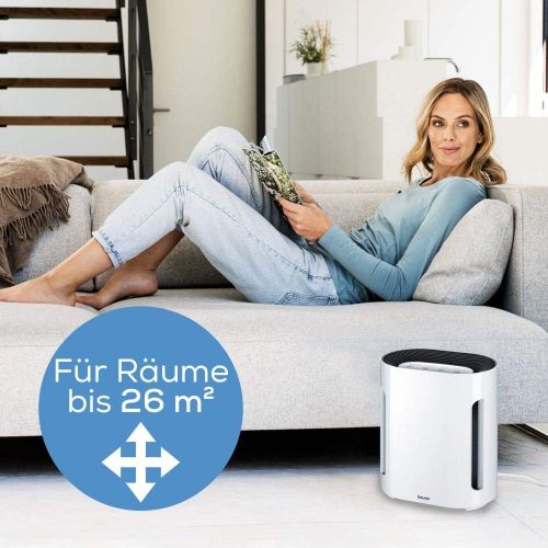  [아마존베스트]Beurer LR 210 Luftreiniger, mit HEPA-Filter H13, filtert Hausstaub, Tierhaare, Gerueche sowie diverse Bakterien und Viren, mit Timer und Nachtmodus, fuer Raume bis 26m²