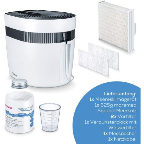  Beurer Maremed MK 500 Marine Air Conditioner, Humidification and Air Purification for a Nature Identical Sea Climate, Mineralisation with Sea Salt, Filters Bacteria and Viruses