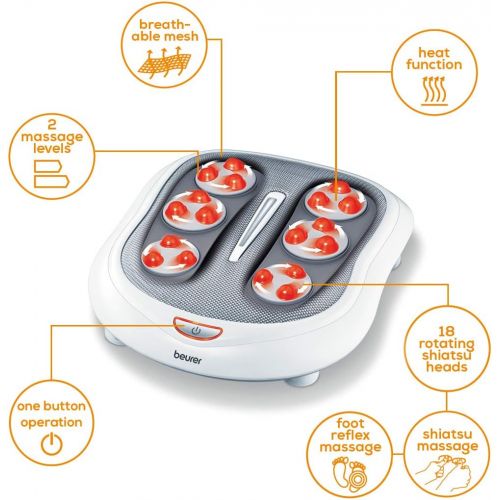  Beurer North America Beurer Shiatsu Foot Massager with 18 Rotating Massage Nodules for Tired Feet, Plantar...