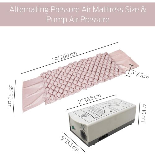  Bevel Medical Premium Alternating Air Pressure Mattress for Medical Bed | Pressure Sore and Pressure Ulcer Relief | Includes Ultra Quiet Pump and Pad Topper | Fits Standard Size Hospital Bed