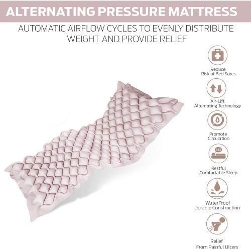  Bevel Medical Premium Alternating Air Pressure Mattress for Medical Bed | Pressure Sore and Pressure Ulcer Relief | Includes Ultra Quiet Pump and Pad Topper | Fits Standard Size Hospital Bed