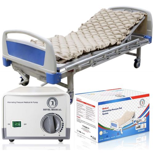  Bevel Medical Premium Alternating Air Pressure Mattress for Medical Bed | Pressure Sore and Pressure Ulcer Relief | Includes Ultra Quiet Pump and Pad Topper | Fits Standard Size Hospital Bed