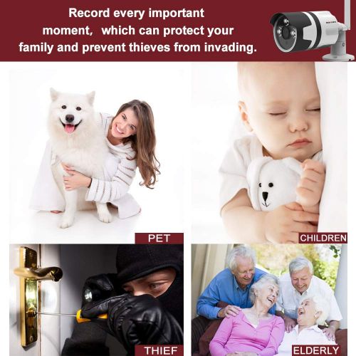  Bewachen Home Security Camera, 720P HD Night Vision WiFi Bullet Cameras IP66 Waterproof Surveillance, IR LED Motion Detection IP Cameras for Indoor and Outdoor