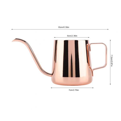  Bewinner Kaffee-Schwanenhals-Wasserkocher, 350ML Edelstahl-Schwanenhals-Kaffeekanne-Langer schmaler Auslauf giessen Griff ueber Kaffee- und Teekessel-Cup-Topf fuer Hauptkueche(Rosegold