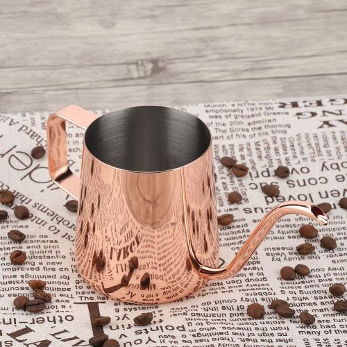  Bewinner Kaffee-Schwanenhals-Wasserkocher, 350ML Edelstahl-Schwanenhals-Kaffeekanne-Langer schmaler Auslauf giessen Griff ueber Kaffee- und Teekessel-Cup-Topf fuer Hauptkueche(Rosegold