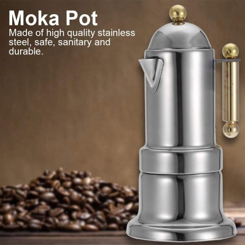  Bewinner Stovetop Coffee Makers, Stainless Steel Moka Pot for Home Office Stovetop Espresso Coffee Maker with Safety Valve 4 Cups(50ml/Cup) Food Grade Stainless Steel