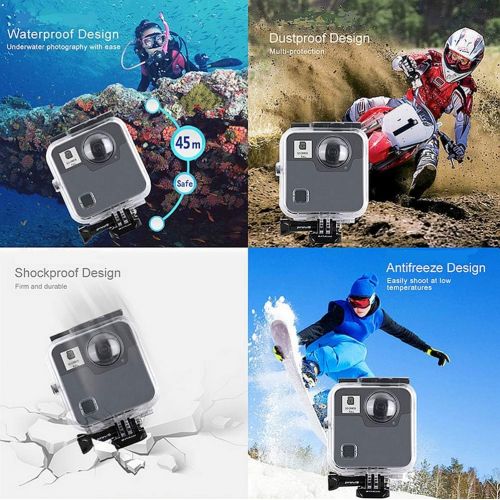  Bewinner Waterproof Protective Cover for Go Pro Fusion, 45m Underwater Diving Case Housing Replacement Waterproof Case Protective Housing for Go Pro Fusion