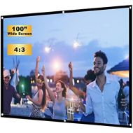 Bewinner 60-100 Inch Projection Screen, 4: 3 HD Portable Foldable Anti-Wrinkle Screen Washable for Home Theater, Projector Screen Wall Mount/Ceiling, Ideal for Outdoor Films(100inc