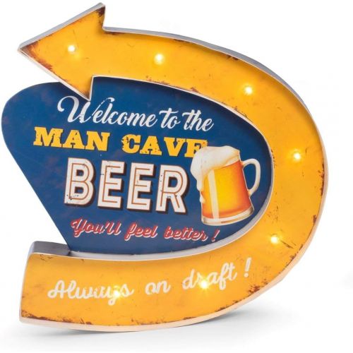  Bey-Berk Bey Berk Man Cave Metal Sign, LED-Lighted