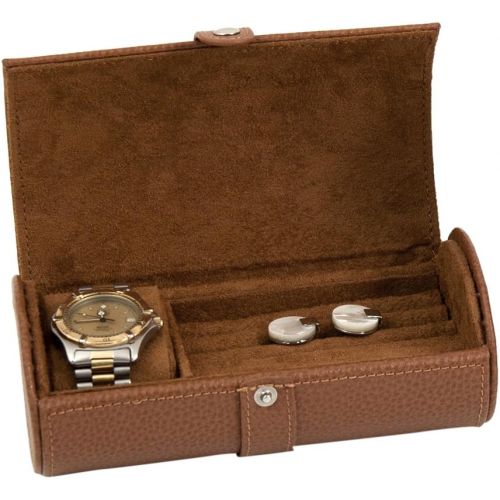  Bey-Berk Leather Travel Jewelry Storage, Saddle