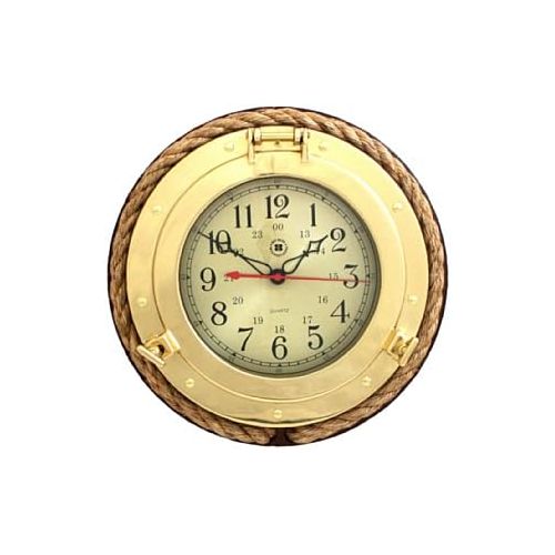  Bey-Berk Brass Porthole Clock with Rope