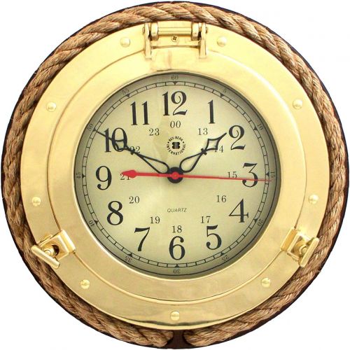  Bey-Berk Brass Porthole Clock with Rope