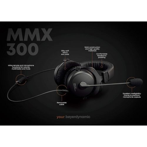  [아마존베스트]Beyerdynamic MMX 300 Premium Over-Ear Gaming Headset (2nd Generation) with Microphone Suitable for PS4, XBOX One, PC, Notebook