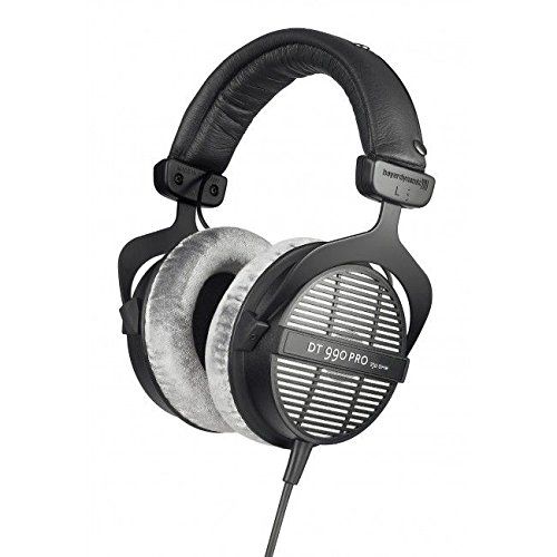  Beyerdynamic DT 990 PRO 250 Ohm Open Studio Headphones -INCLUDES- Blucoil Audio 6-Ft Extension Cable AND Stick-On Under Desk Dual Headphone Stand Mount