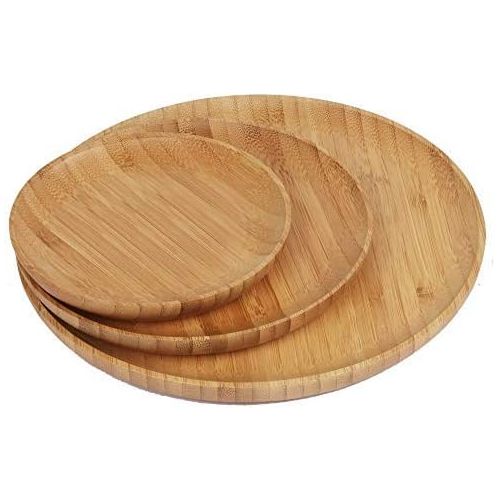  Beyond Bamboo Plates Bamboo Plates Wooden Plates Made of Environmentally Friendly Bamboo Wood Set of 3