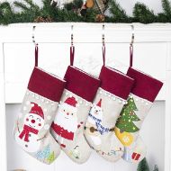 [아마존 핫딜] [아마존핫딜]Beyond Your Thoughts New Burlap Christmas Stocking Set of 4 (Extra Large) Embroidered Linen Christmas Ornament Family Decorations (17.5 inch)
