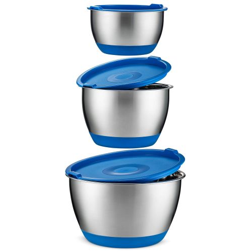  Bezrat Stainless Steel Mixing Bowls With Lids | Quality Nesting Bowl Set With Non-Slip Silicone Bottom