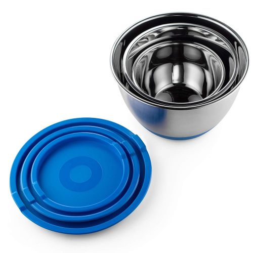  Bezrat Stainless Steel Mixing Bowls With Lids | Quality Nesting Bowl Set With Non-Slip Silicone Bottom