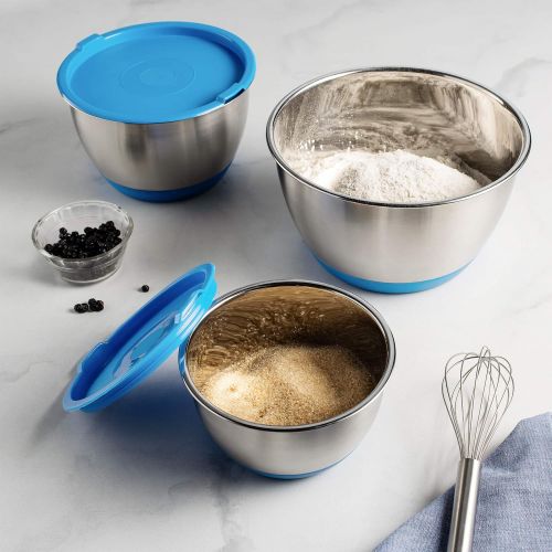  Bezrat Stainless Steel Mixing Bowls With Lids | Quality Nesting Bowl Set With Non-Slip Silicone Bottom