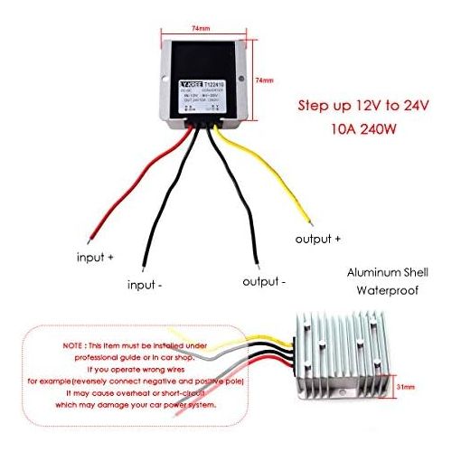  [아마존베스트]-Service-Informationen DC 12 V to 24 V Voltage Converter 10 A 240 W Car Power Supply Converter Transformer Adapter DC 9-20 V Wide Input for Car Truck Motor Boat