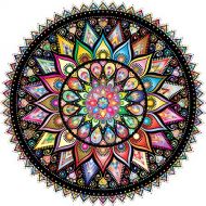 Bgraamiens Puzzle Geometric Colorful Mandala 1000 Pieces Creative Geometric Round Blue Board Colorful Mandala Jigsaw Puzzle