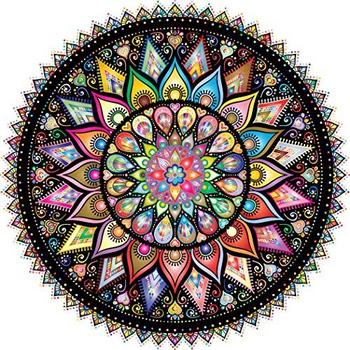  Bgraamiens Puzzle Geometric Colorful Mandala 1000 Pieces Creative Geometric Round Blue Board Colorful Mandala Jigsaw Puzzle