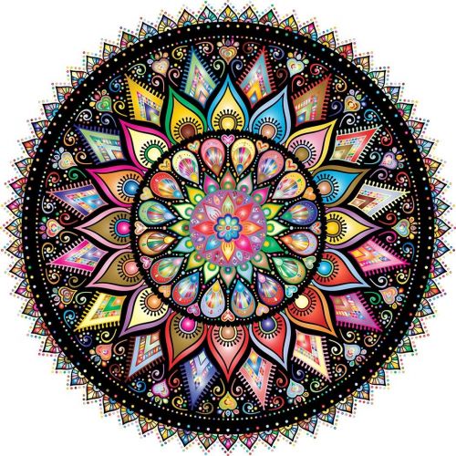 Bgraamiens Puzzle Geometric Colorful Mandala 1000 Pieces Creative Geometric Round Blue Board Colorful Mandala Jigsaw Puzzle