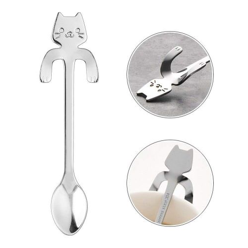  [아마존베스트]BiBon 1 Piece Cute Cat Spoon Long Handle Spoons Flatware Drinking Tools Kitchen Gadget