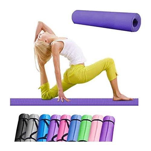  [아마존베스트]BiCophy Yoga mat, non-slip, gymnastics mat, yoga mat, thick padded, non-slip exercise mat, sports mat for fitness, pilates, gym and home with carrying strap, 183 x 61 x 0.4 cm, 173 x 55 x