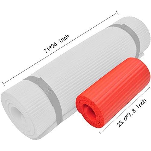  [아마존베스트]BiCophy Yoga mat, non-slip, gymnastics mat, yoga mat, thick padded, non-slip exercise mat, sports mat for fitness, pilates, gym and home with carrying strap, 183 x 61 x 0.4 cm, 173 x 55 x