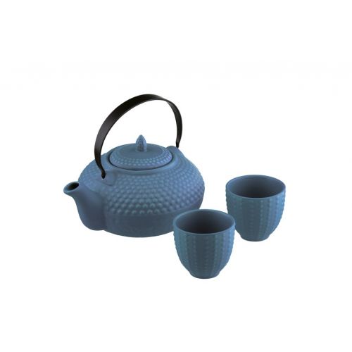  Bia Oriental Teekanne Hobnail & 2 Tassen Mizu blau