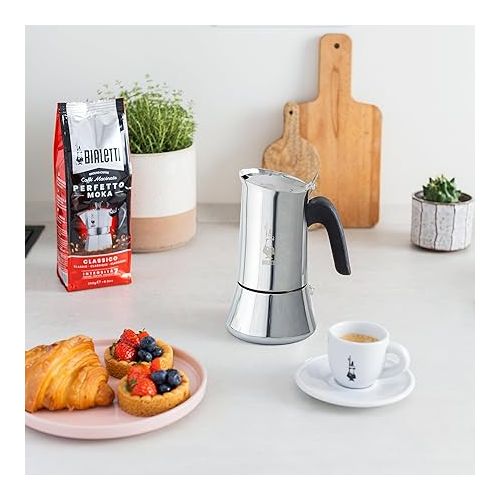  Bialetti - New Venus Induction, Stovetop Coffee Maker, Suitable for all Types of Hobs, Stainless Steel, 6 Cups (7.9 Oz), Silver