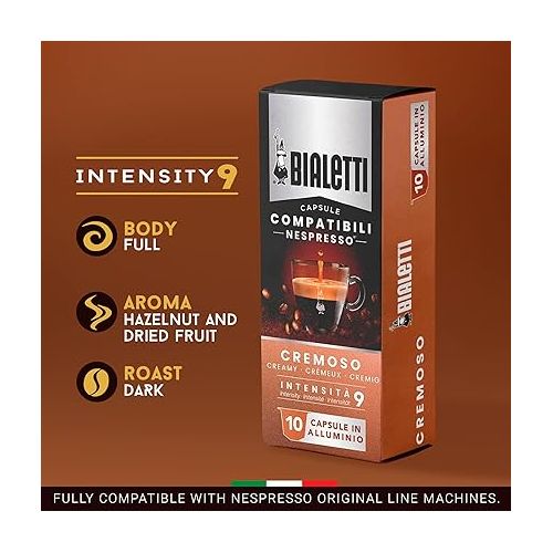  Bialetti Aluminum Nespresso Compatible Capsules - 100 count CREMOSO Espresso Pods compatible with Nespresso Machines