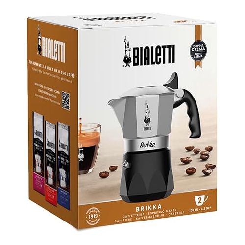  Bialetti Nuova Brikka 2 Cups 2023 | Moka Caffetteria Caffe Espresso 0007327