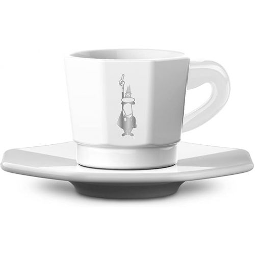  Bialetti Espresso Cups & Saucers, Set of 4, White